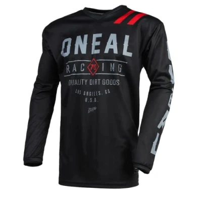 Afbeelding van O&#039;NEAL Jersey Enduro Motocross Ademende stof, gewatteerde elleboogbescherming, geschikt voor maximale bewegingsvrijheid Element Dirt Volwassen Zwart/grijs Maat L
