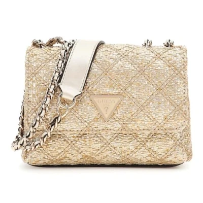Afbeelding van GUESS sac à épaule bandoulière Giully II Mini Two Compartment Convertible Flap Bag Gold doré