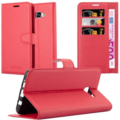 Afbeelding van Cadorabo Hoesje geschikt voor Samsung Galaxy A7 2016 in KARMIJN ROOD Beschermhoes met magnetische sluiting, standfunctie en kaartvakje Book Case Cover Etui
