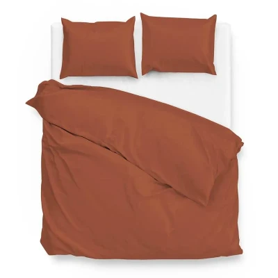 Afbeelding van Dekbedovertrek Satinado Tweepersoons (200x200 cm) Oranje Katoen satijn Dessin: Effen Zo!Home Dekbed Discounter.nl