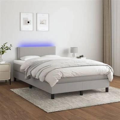 Afbeelding van vidaXL Boxspring met matras en LED stof lichtgrijs 120x200 cm