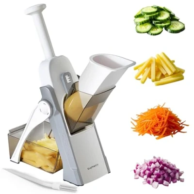 Afbeelding van SupMaKin Euroshopping Keukenmandoline, handmatige veiligheidssnijder, multifunctioneel, voor alle groentesnijders, roestvrijstalen mes, Julienne, blokjes, Fcoupe aardappel, wortel,