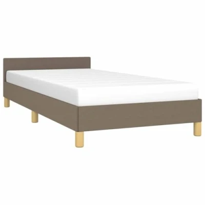 Afbeelding van vidaXL Bedframe met hoofdeinde, taupe, 90 x 190 cm, stof