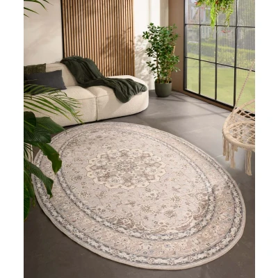 Afbeelding van Buitenkleed Ovaal Vintage Valenca Nova Beige/lichtgrijs 160x230 Cm