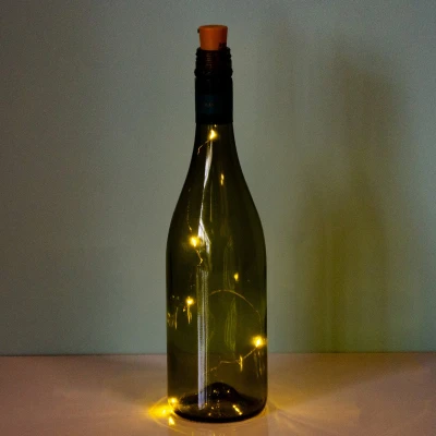 Afbeelding van Wijnfles Lampje Warm Witte Ledlampjes