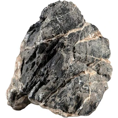 Afbeelding van Sera Donkergrijze natuursteen met witte insluitsels Rock Quartz Gray L 2 3 kg
