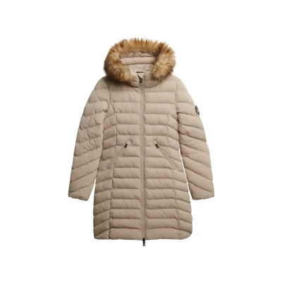 Afbeelding van Superdry FUJI MID Length Wintermantel, Dames, Maat: 38, Chateau beige