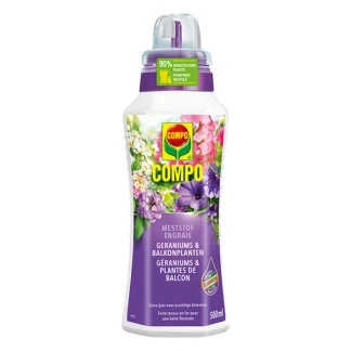 Afbeelding van COMPO Vloeibare Meststof Geraniums &amp; Balkonplanten voor een prachtige, rijke bloei fles 500 ml