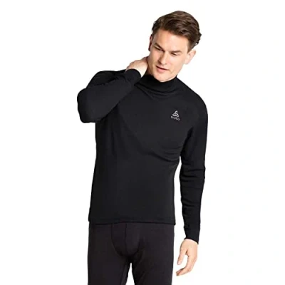 Afbeelding van Odlo heren Longsleeve thermo met col in de kleur Zwart, maat: S