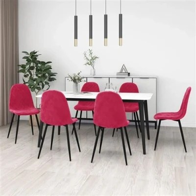 Afbeelding van vidaXL Eetkamerstoelen 6 st fluweel wijnrood