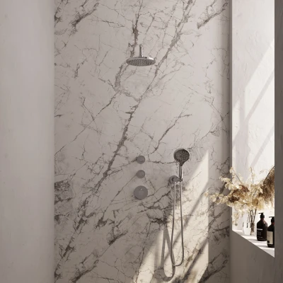 Afbeelding van Brauer Glad 20cm Gebogen wandarm 3 Standen handdouche Zonder glijstang Chroom