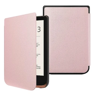 Afbeelding van FINTIE Pocketbook Touch Lux 5 / HD 3 4 Basic 2 e Book Reader hoes Slanke beschermhoes met magnetische sluiting en automatische slaap /wekfunctie (roségoud)