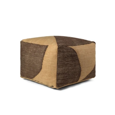 Afbeelding van ferm LIVING Forene Poef Vierkant Tan/Chocolate