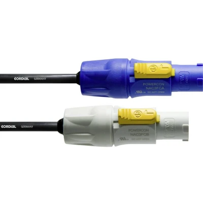 Afbeelding van Cordial CFCA 5 FCB Stroom Aansluitkabel [1x PowerCon stekker 1x stekker] 5.00 m Blauw, Wit