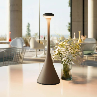 Afbeelding van LED accu tafellamp Nudrop, IP54, grafietgrijs