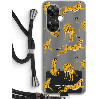Afbeelding van Case Company® hoesje met Koord geschikt voor OnePlus Nord CE 3 Lite Luipaard Telefoonhoesje Zwart Bescherming aan alle Kanten en Over de Schermrand