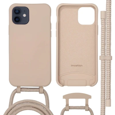 Afbeelding van imoshion Hoesje Geschikt voor iPhone 12 / Pro met koord Color Backcover afneembaar MagSafe beige
