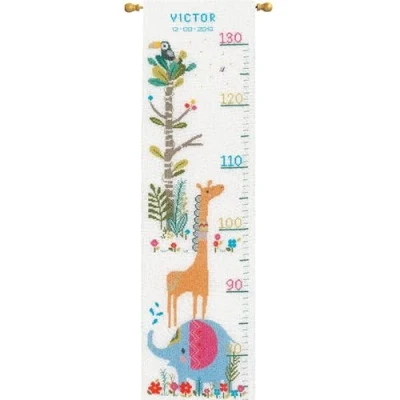 Afbeelding van Vervaco Groeimeter Junglediertjes borduren (pakket) PN 0179362
