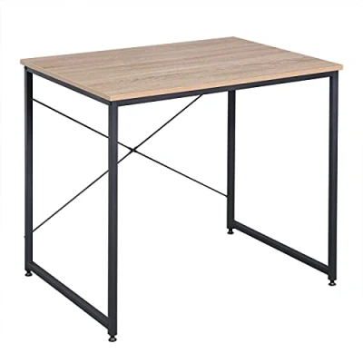 Afbeelding van WOLTU TSB03hei Bureautafel Computertafel in spaanplaat en staal,Werktafel kantoortafel 80x60x70cm,Lichteiken+Zwart