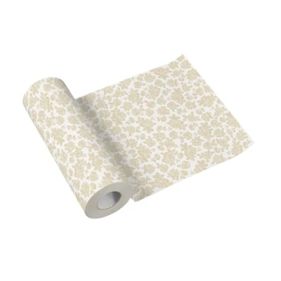 Afbeelding van PAW Decor Collectie Tafelloper, Airlaid, geperforeerd, elke 120 cm, tafeldecoratie voor verjaardag, ideaal doop, bruiloft, subtiele rozen (goud)