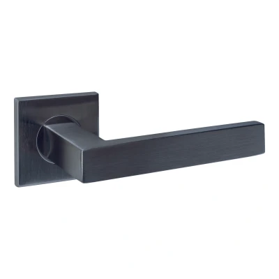 Afbeelding van Intersteel Deurkruk Q 05 op rozet verdekt 53x53x6mm PVD antraciet