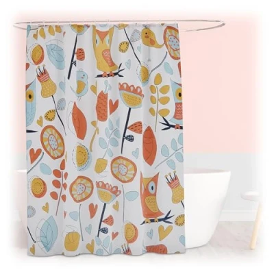 Afbeelding van Relaxdays douchegordijn 180x200 cm anti schimmel wasbaar polyester uilen