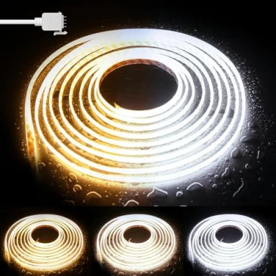 Afbeelding van PAUTIX CCT Ledstrip, COB, 5 m, waterdicht, IP65, dimbaar, warmwit, 2700 K, 6500 640 leds/m, 24 V, CRI90+, voor keuken en huisverlichting (ONLY ledstrips)