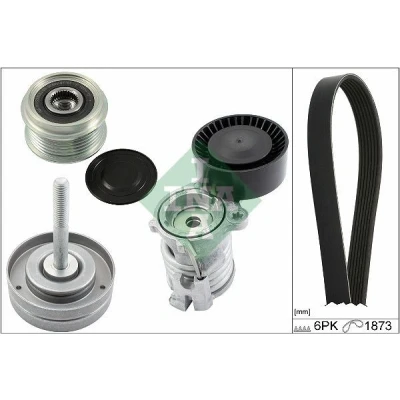 Afbeelding van INA 529 0090 20 Poly V riem set Met vrijlooppully VOLKSWAGEN: Polo IV Hatchback, SKODA: Fabia I SEAT: Ibiza 3, Córdoba II Saloon