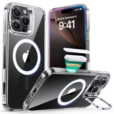 Afbeelding van ESR iPhone 16 Pro hoes met standaard Magsafe Halolock, bescherming op militair niveau, geïntegreerde camera ringhouder, transparant