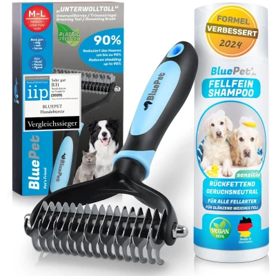 Afbeelding van BluePet UnterwollToll hondenshampoo, borstel voor honden en katten lang haar, ondervachtkam verwijdert ondervacht knopen, beter ontwarrend, vachtborstel
