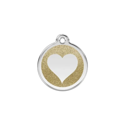Afbeelding van Heart Gold glitter hondenpenning small/klein dia. 2 cm RedDingo