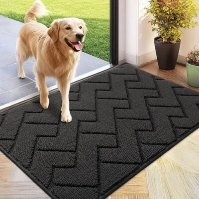 Afbeelding van Biscpro Deurmat voor binnen en buiten, antislip, absorberend, wasbaar, tapijt binnen, slaapkamer, keuken, entree, hal (donkergrijs, 60 x 90 cm)