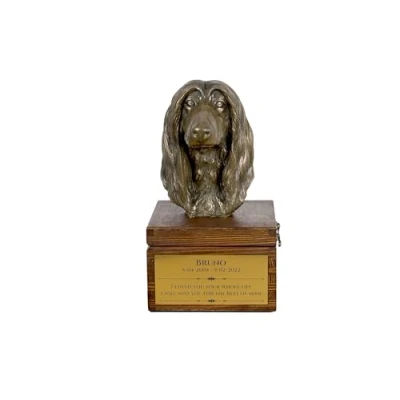 Afbeelding van Afghaanse Hound urn hond met beeldje gepersonaliseerde hondenurn