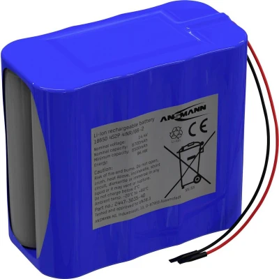 Afbeelding van Ansmann 4S2P Akkupack 8x 18650 Kabel Li ion 14.4V 6700mAh Accupack Aantal cellen: 8 14.54 V 6700 mAh