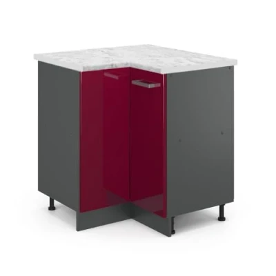Afbeelding van Vicco Hoekkast R Line, Bordeauxrode hoogglans/Antraciet, 75.6 cm WB Marmer