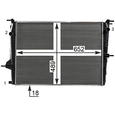 Afbeelding van MAHLE ORIGINAL CR 23 000P Radiateur 652 489 18 Koelribben mechanisch gelast RENAULT: Modus / GRAND Modus, MEGANE 3, SCENIC 3
