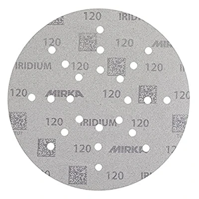 Afbeelding van Mirka Iridium schuurpapier Ø 225 mm klittenband korrel 120/25 schijven/voor gipsplaatschuurmachines voor muur en plafond, lakschuren, stopverf, primer, hout, staal, minerale materialen