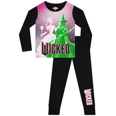 Afbeelding van WICKED pyjama voor meisjes, kinderen, jongeren, 6 en 12 jaar, zwart.