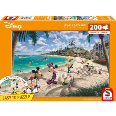 Afbeelding van Schmidt Spellen 56559, Thomas Kinkade, Disney, Mickey en Minnie in Florida, puzzel met 200 stukjes, meerkleurig