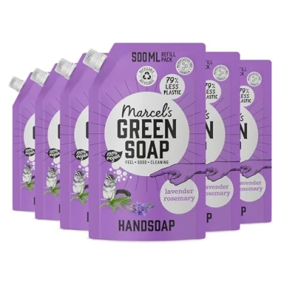 Afbeelding van 6x Marcel&#039;s Green Soap Handzeep Lavendel &amp; Rozemarijn Navul Stazak 500 ml