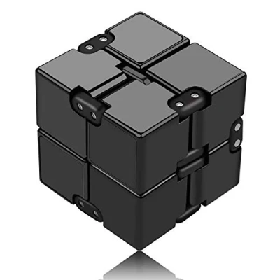 Afbeelding van Funxim Infinity Cube, oneindige dobbelstenen speelgoed, magisch flip doden tijd kubus speelgoed stress vermindering zwart
