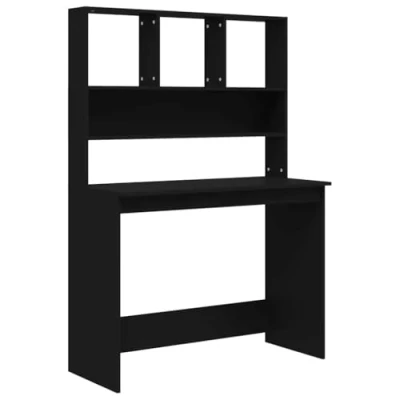 Image de vidaXL Bureau avec étagères Noir 102x45x148 cm Bois d&#039;ingénierie823001