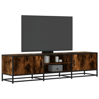Afbeelding van vidaXL Tv meubel 160x35x41 cm bewerkt hout metaal gerookt eikenkleur