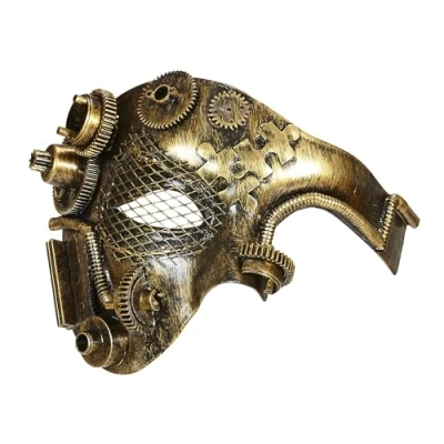Afbeelding van WIDMANN Goudkleurig Steampunk tandwielen half masker voor volwassenen