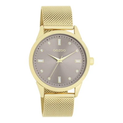 Afbeelding van goudkleurige OOZOO horloge met metalen mesh armband C11357