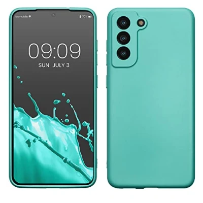 Afbeelding van kwmobile telefoonhoesje geschikt voor Samsung Galaxy S21 FE Hoesje smartphone Back cover in metallic mintgroen