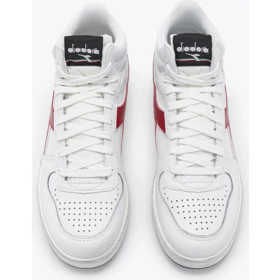 Afbeelding van Diadora Magic Basket DEMI Icona Unisex Sneakers hoog, Maat: 43, White/chili pepper Leer en imitatieleer