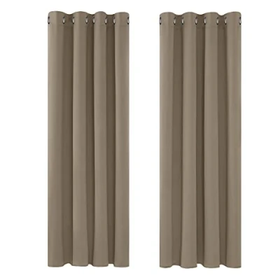 Afbeelding van Deconovo Thermisch geïsoleerde verduisteringsgordijnen voor woonkamer, super zacht, 117 x 160 cm, taupe