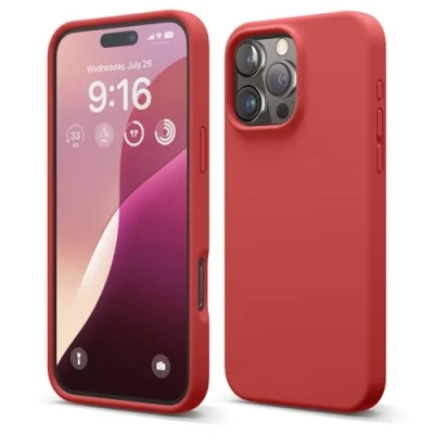 Afbeelding van elago Compatibel met iPhone 16 Pro Max hoesje, hoogwaardige vloeibare siliconen hoes, volledige beschermhoes, schokbestendig, slanke telefoonhoes