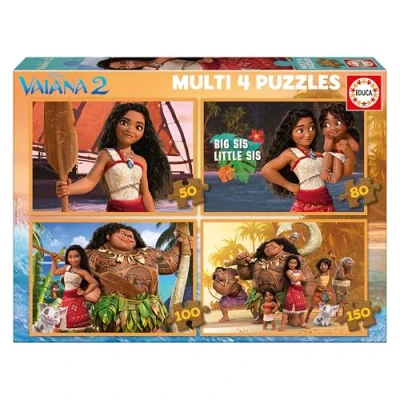 Afbeelding van Educa Multi 4 puzzels Vaiana 2 50+80+100+150. Aanbevolen door 5, 6, 7, 8 jaar (20104)